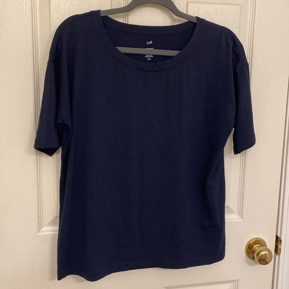 J. Jill Navy Luxe-Supima Elbow-Sleeve Tee - Picture 3 of 8